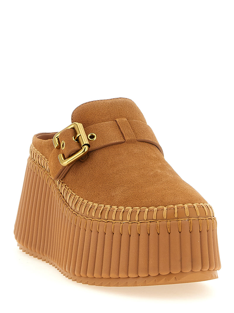 Sandales compensées Chloé en cuir de veau beige