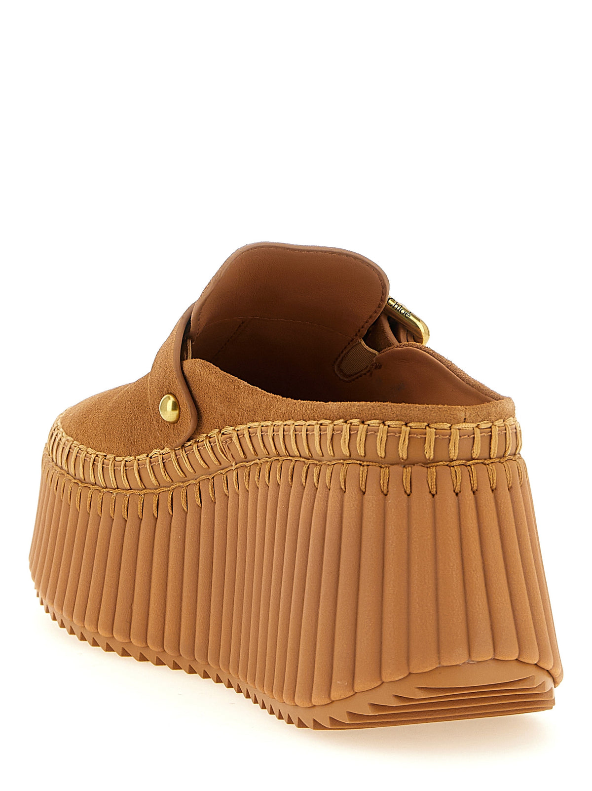 Sandales compensées Chloé en cuir de veau beige