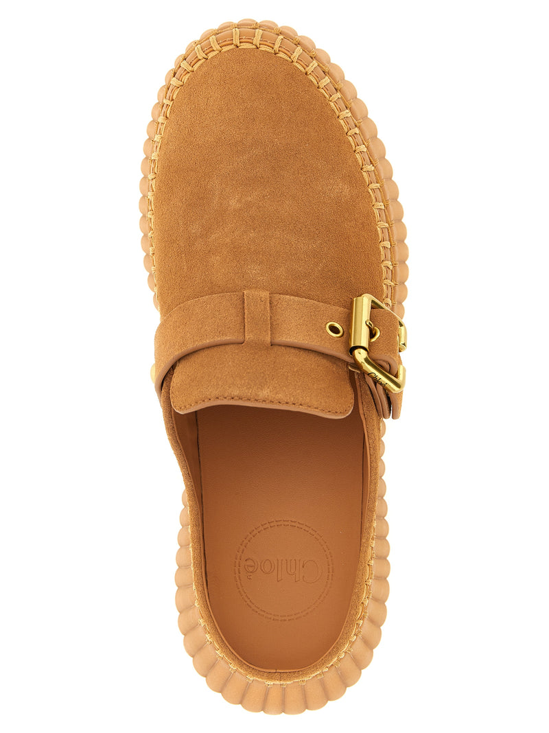 Sandales compensées Chloé en cuir de veau beige