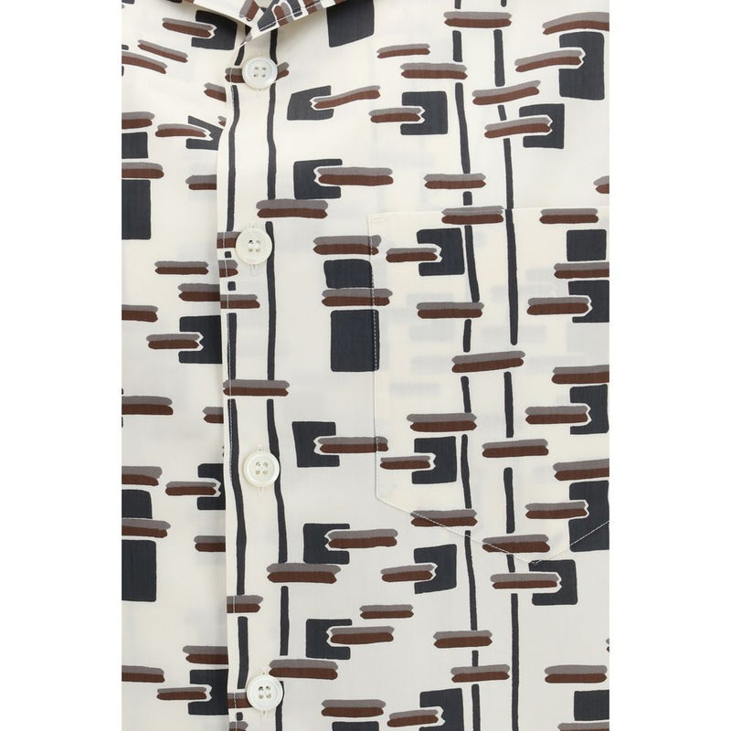 Chemise Prada en coton beige à motifs