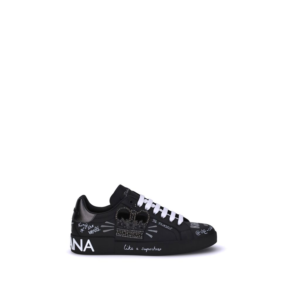 Baskets Dolce & Gabbana noires en cuir de veau Bos Taurus