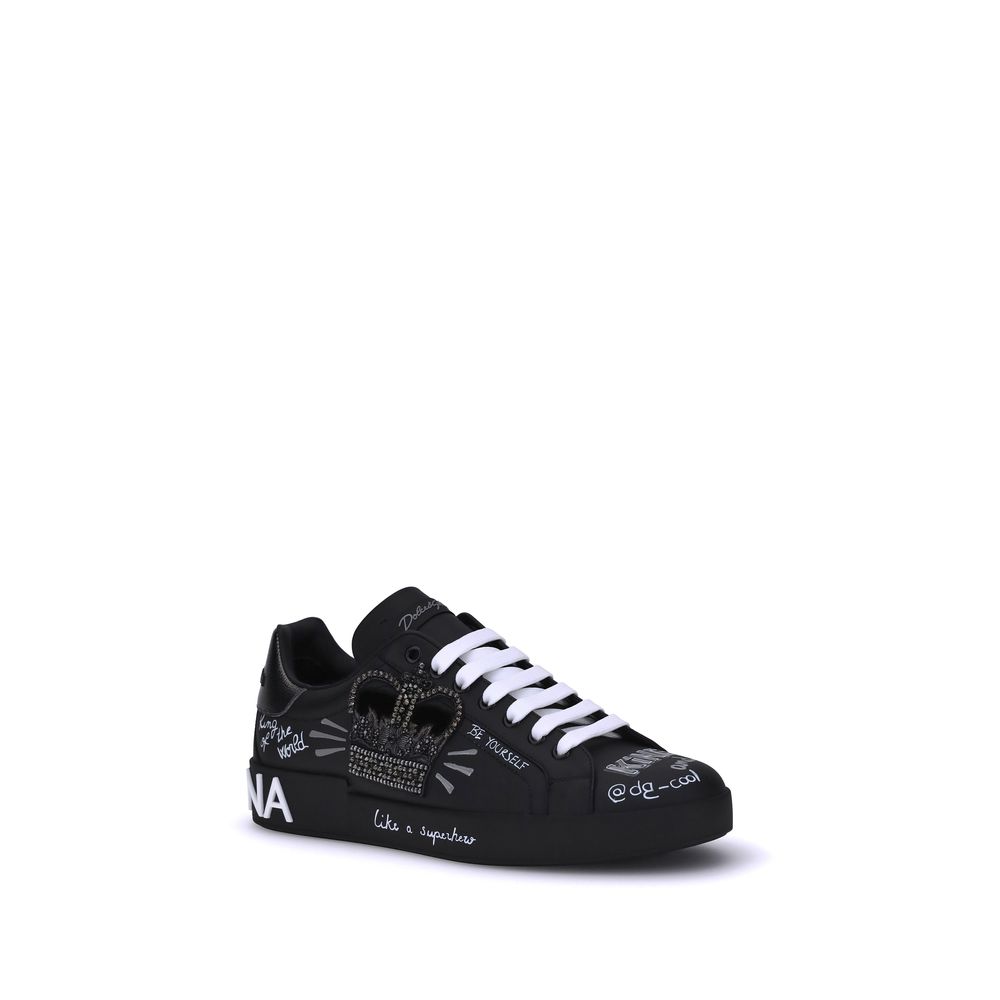 Baskets Dolce & Gabbana noires en cuir de veau Bos Taurus