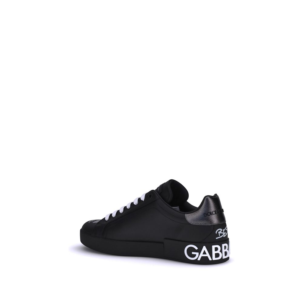 Baskets Dolce & Gabbana noires en cuir de veau Bos Taurus