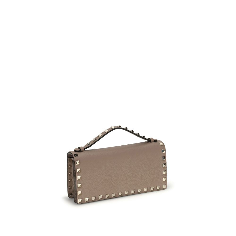 Valentino Garavani Portefeuille Bos Taurus en Cuir de Veau Beige