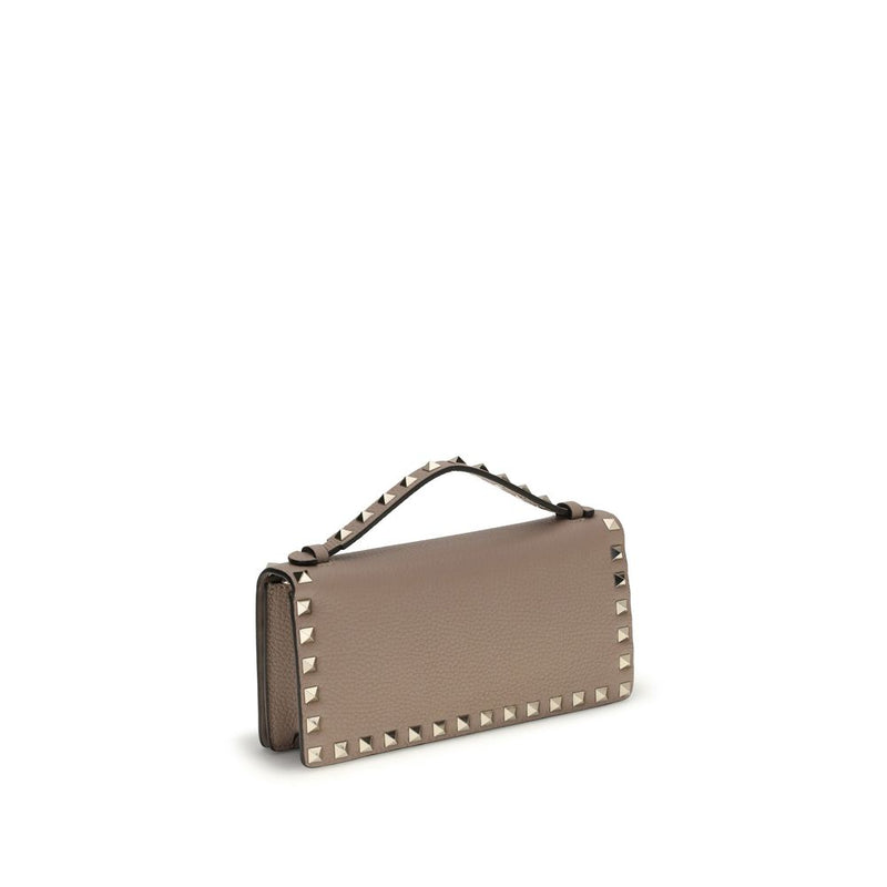 Valentino Garavani Portefeuille Bos Taurus en Cuir de Veau Beige