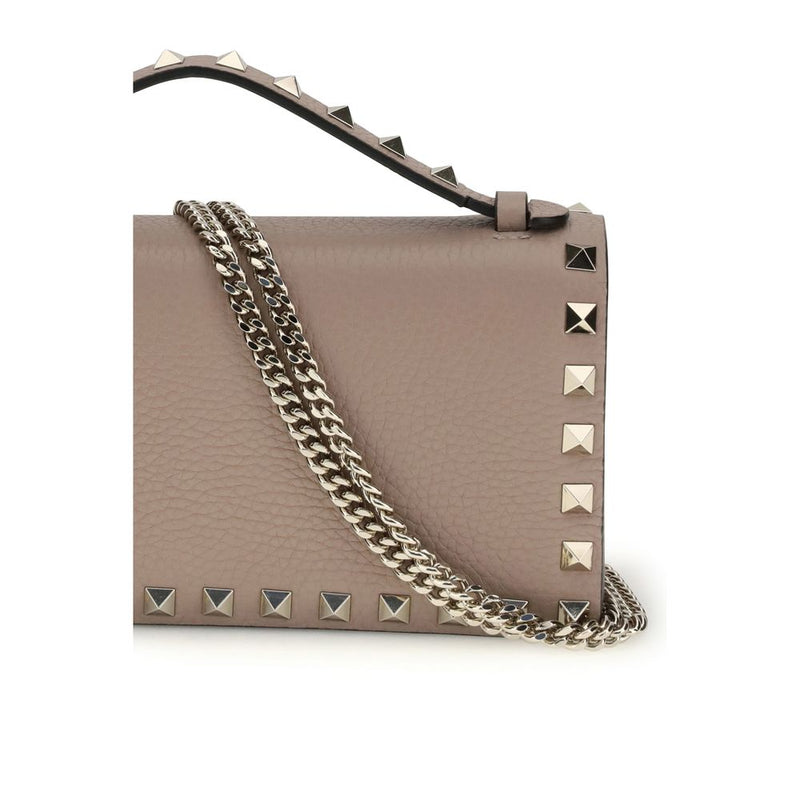 Valentino Garavani Portefeuille Bos Taurus en Cuir de Veau Beige