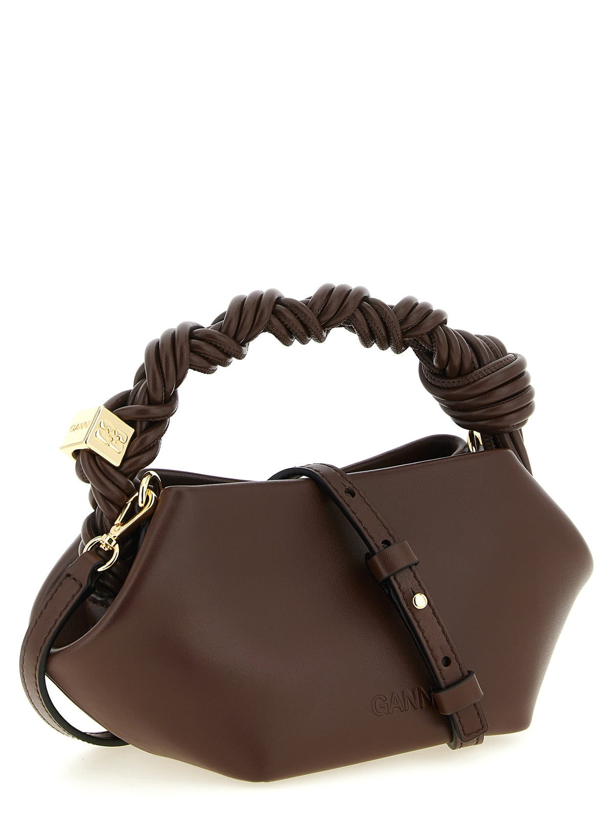 Sac à main en cuir marron Ganni