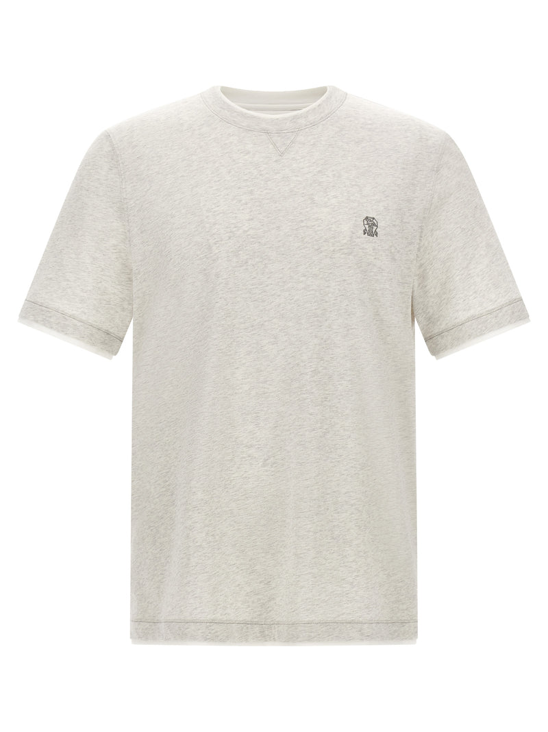 T-shirt en coton gris Brunello Cucinelli