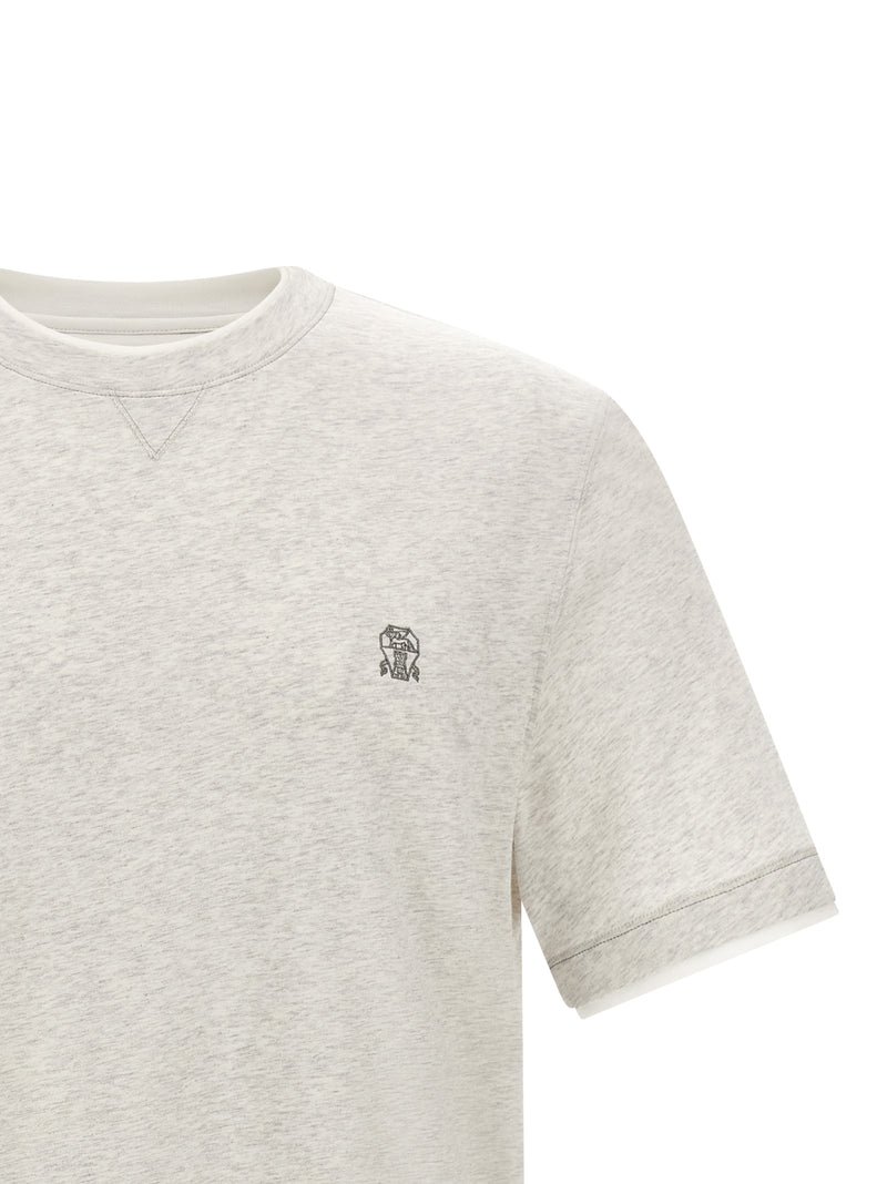 T-shirt en coton gris Brunello Cucinelli