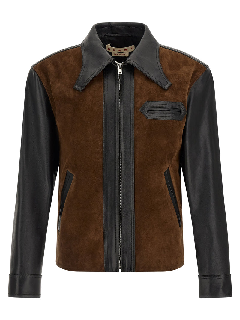 Marni Multicolor Calfskin Leather Jacket