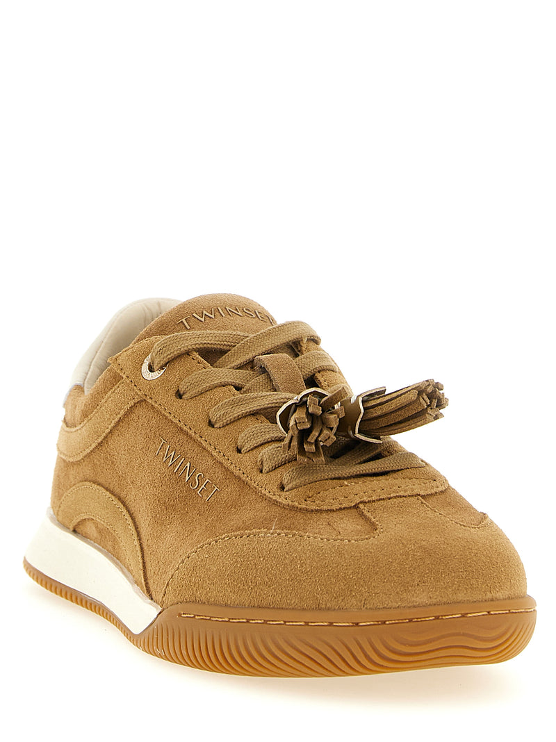 Baskets basses en cuir beige Twinset