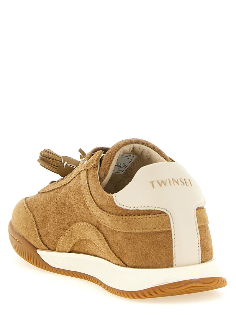 Baskets basses en cuir beige Twinset