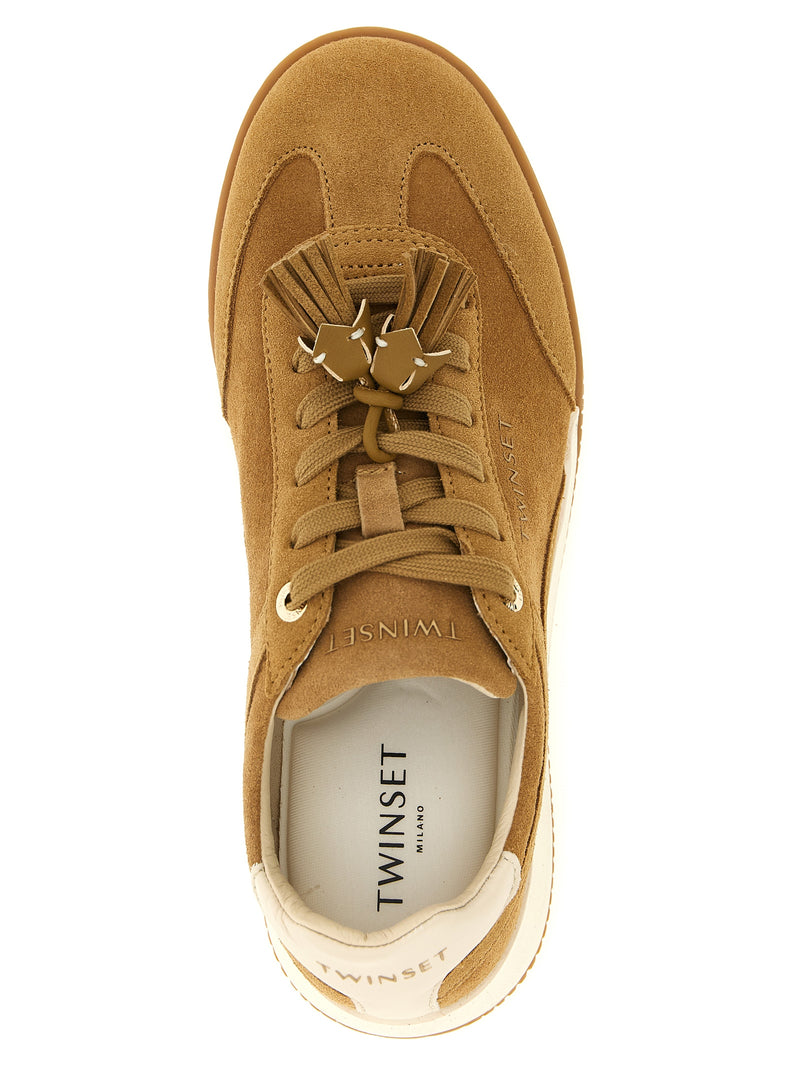 Baskets basses en cuir beige Twinset