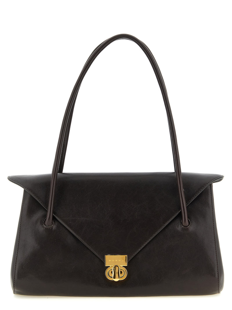Sac porté épaule Marni en cuir de veau marron
