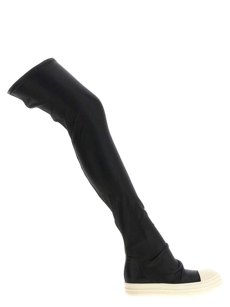Bottes Rick Owens noires en cuir d'agneau et cuissardes