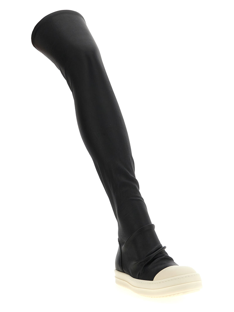 Bottes Rick Owens noires en cuir d'agneau et cuissardes