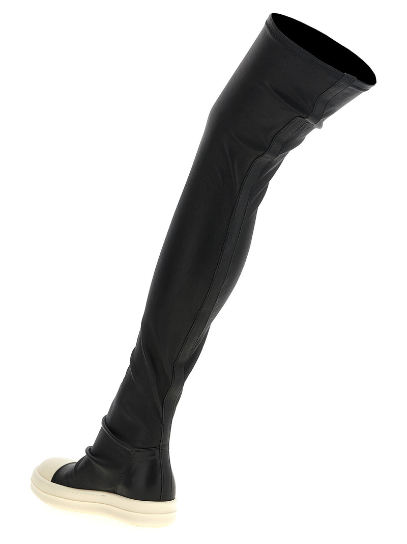Bottes Rick Owens noires en cuir d'agneau et cuissardes
