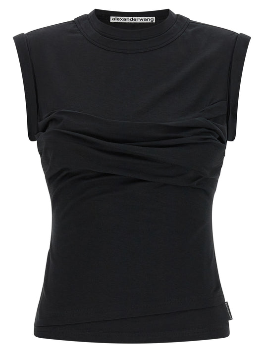 T-shirt sans manches en coton noir Alexander Wang