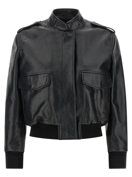 Blouson en cuir d'agneau noir Tom Ford