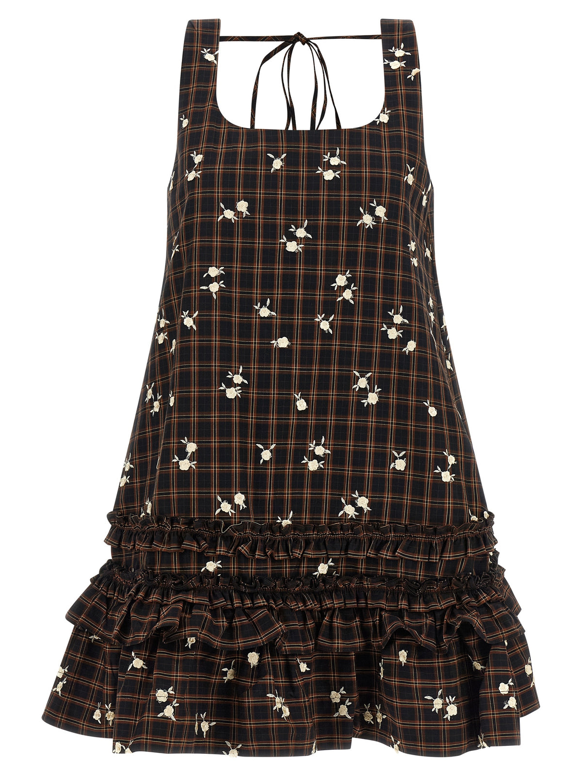 Robe Courte Ganni en Coton Biologique Marron