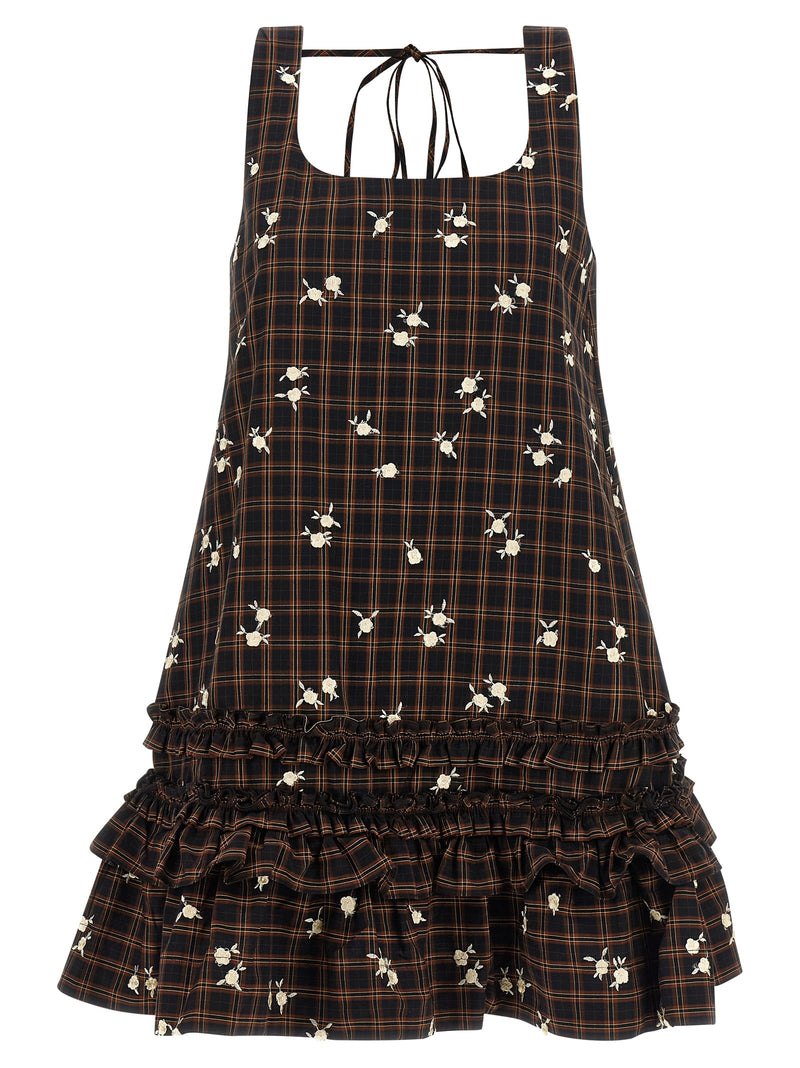 Robe Courte Ganni en Coton Biologique Marron