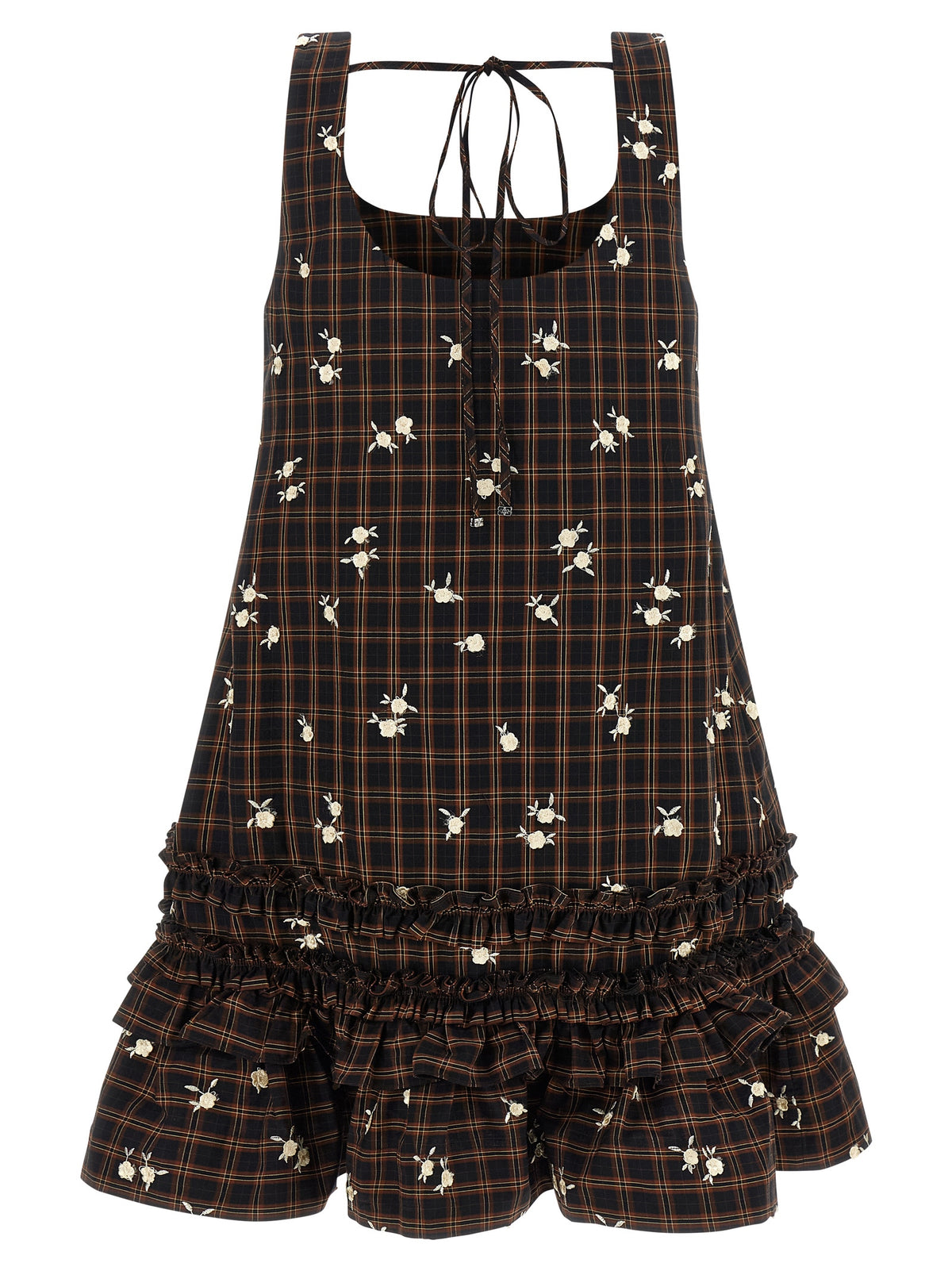 Robe Courte Ganni en Coton Biologique Marron