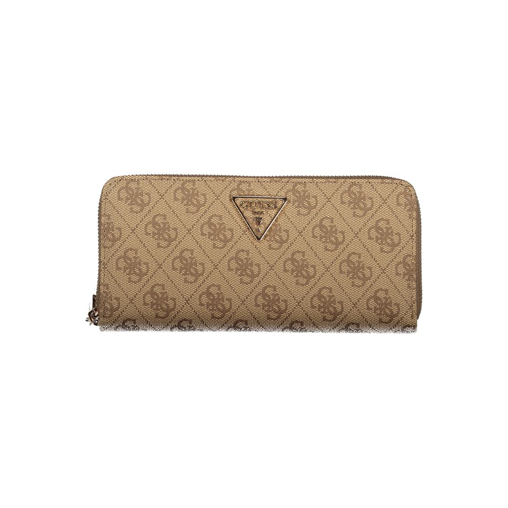 Portefeuille femme Guess Jeans beige en polyuréthane