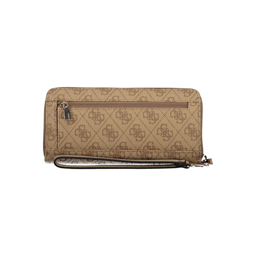 Portefeuille femme Guess Jeans beige en polyuréthane