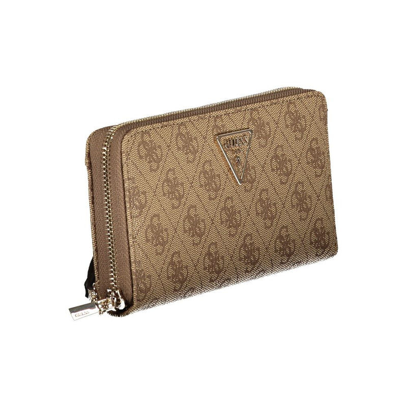 Portefeuille femme Guess Jeans beige en polyuréthane