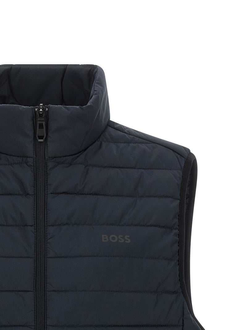 Hugo Boss Blue Polyester Sleeveless Jacket
