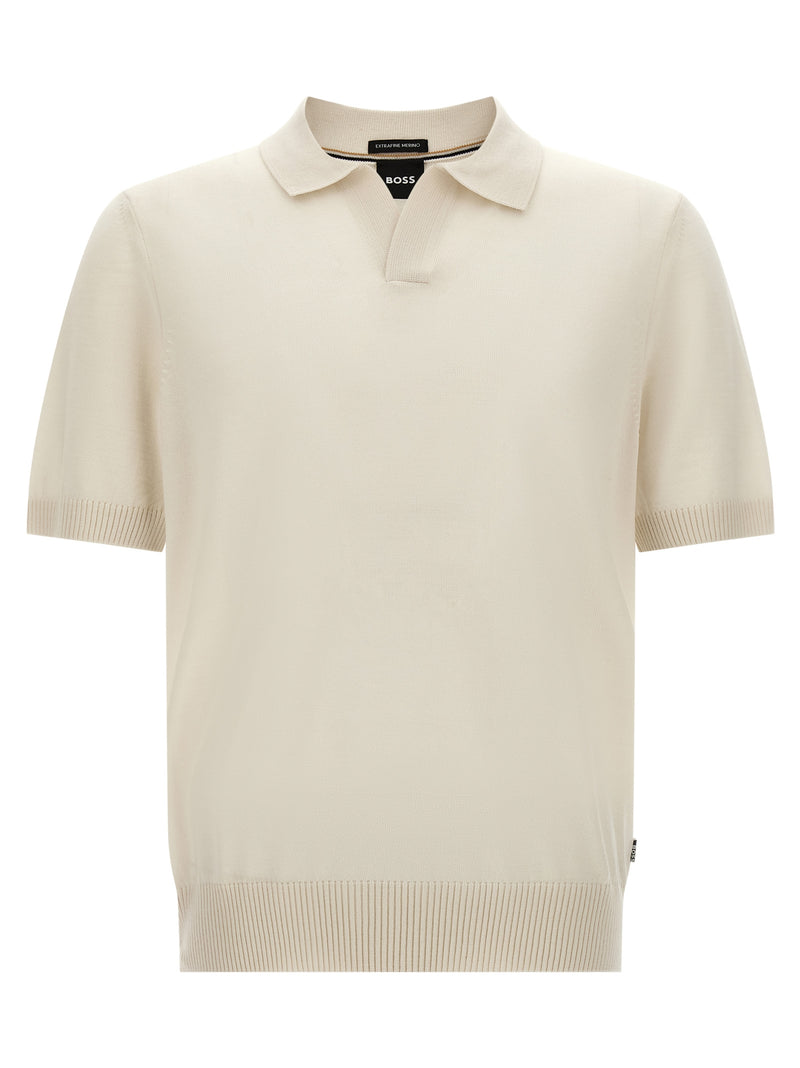 Hugo Boss White Virgin Wool Polo Shirt