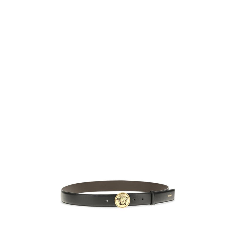Ceinture Classique en Cuir de Veau Noir Versace