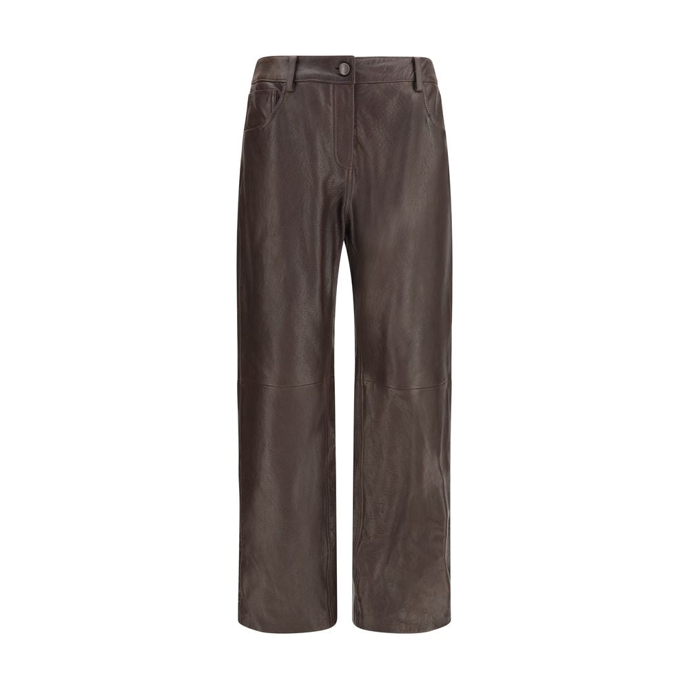 Pantalon en cuir marron Magda Butrym