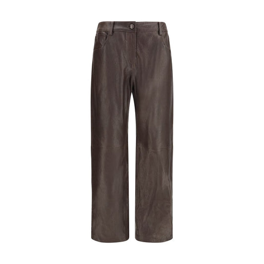 Pantalon en cuir marron Magda Butrym