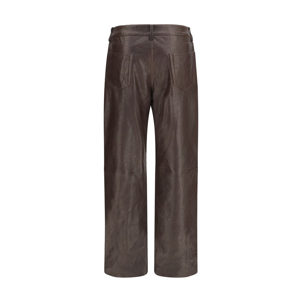 Pantalon en cuir marron Magda Butrym