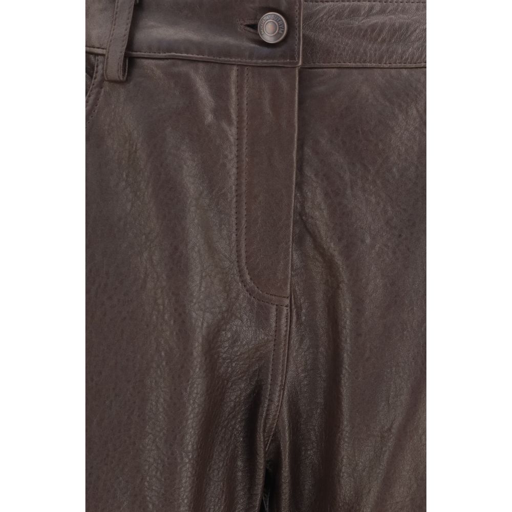 Pantalon en cuir marron Magda Butrym