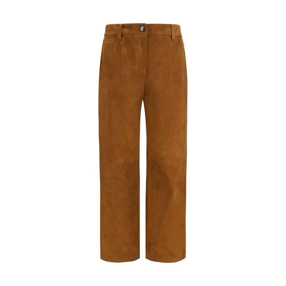 Pantalon en cuir d'agneau marron Magda Butrym