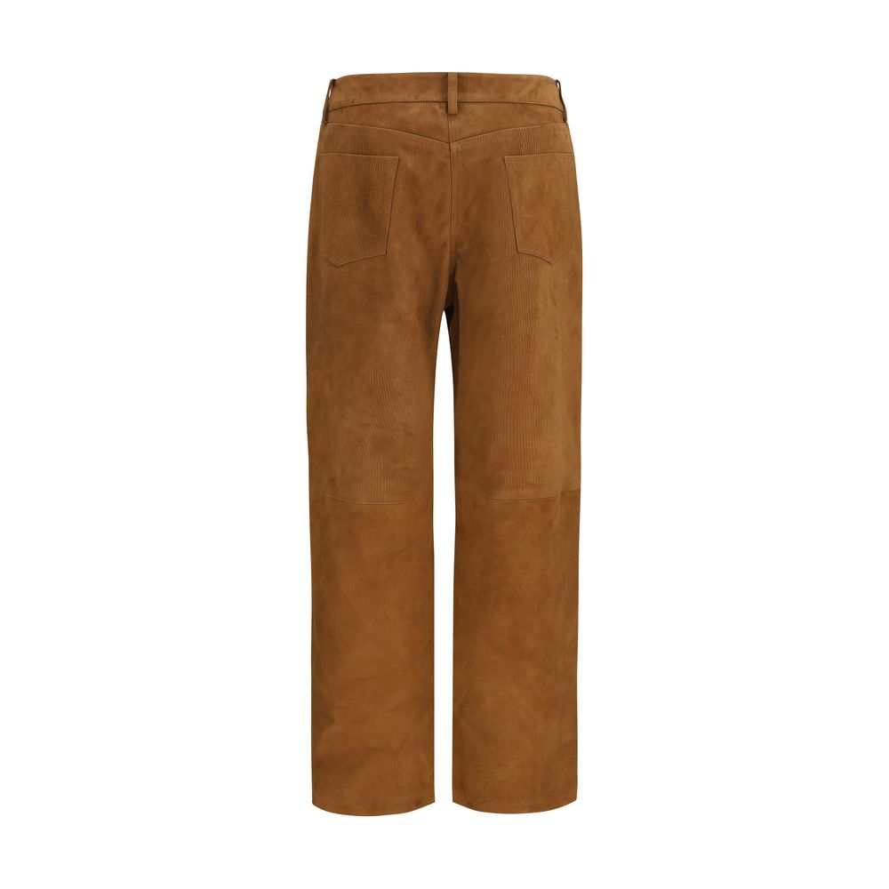 Pantalon en cuir d'agneau marron Magda Butrym