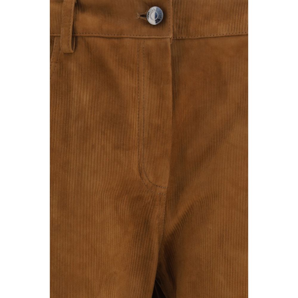 Pantalon en cuir d'agneau marron Magda Butrym