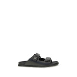 Dolce & Gabbana Black Calf Leather Bos Taurus Flat Sandals