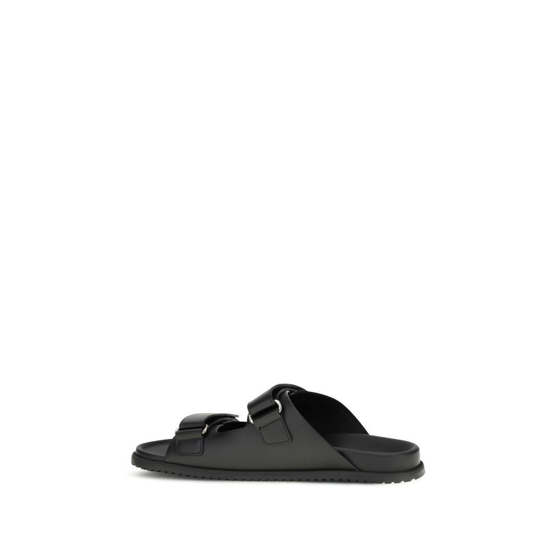 Sandales plates Dolce & Gabbana en cuir de veau noir Bos Taurus