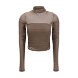 Chemise Lemaire Brown en polyamide à motif