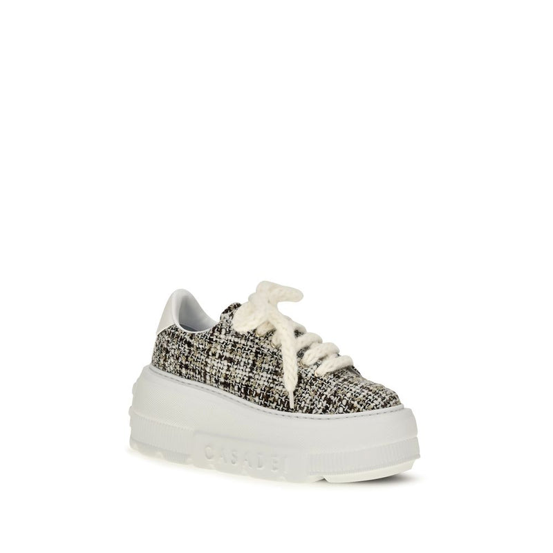 Baskets compensées multicolores en tissu Casadei