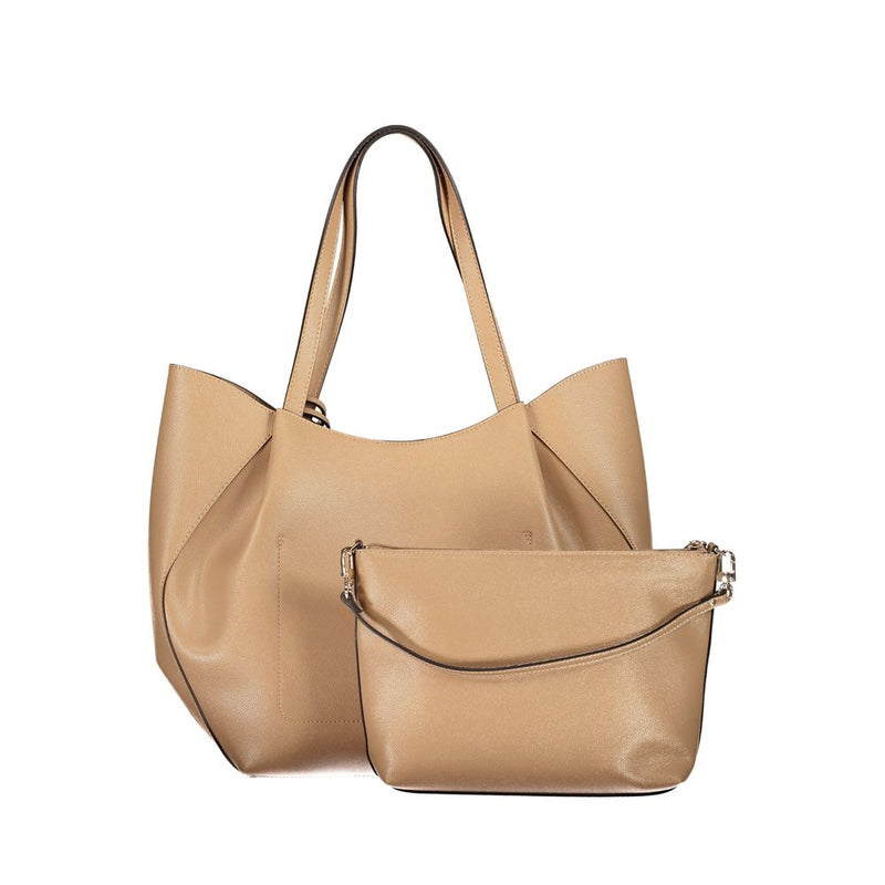 Sac femme Guess Jeans en polyuréthane beige avec anses.