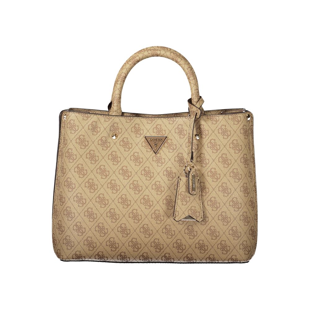 Sac femme Guess Jeans en cuir beige avec poignées et bandoulière