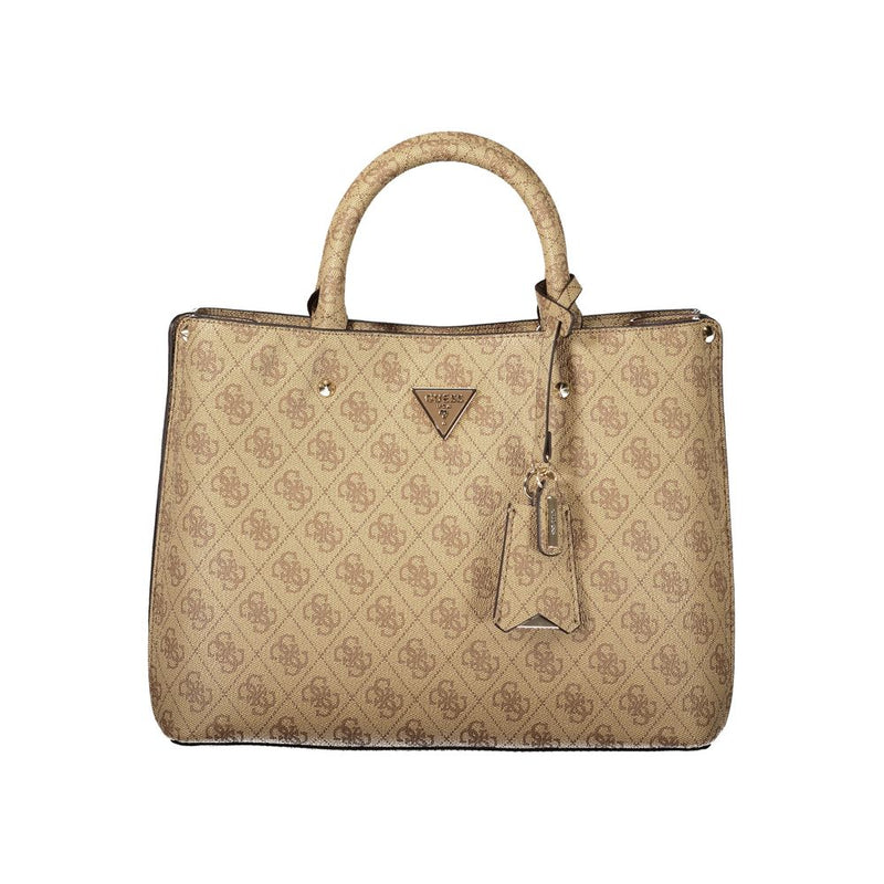 Sac femme Guess Jeans en cuir beige avec poignées et bandoulière