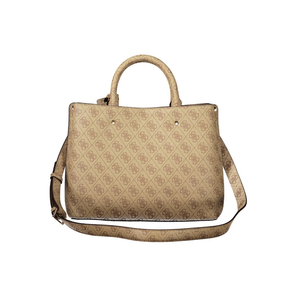 Sac femme Guess Jeans en cuir beige avec poignées et bandoulière