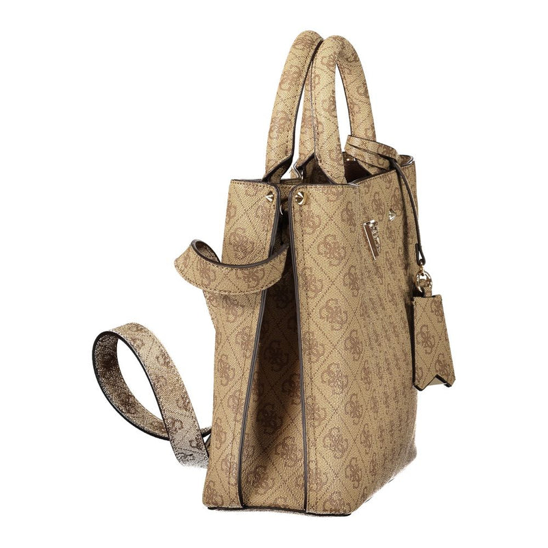 Sac femme Guess Jeans en cuir beige avec poignées et bandoulière