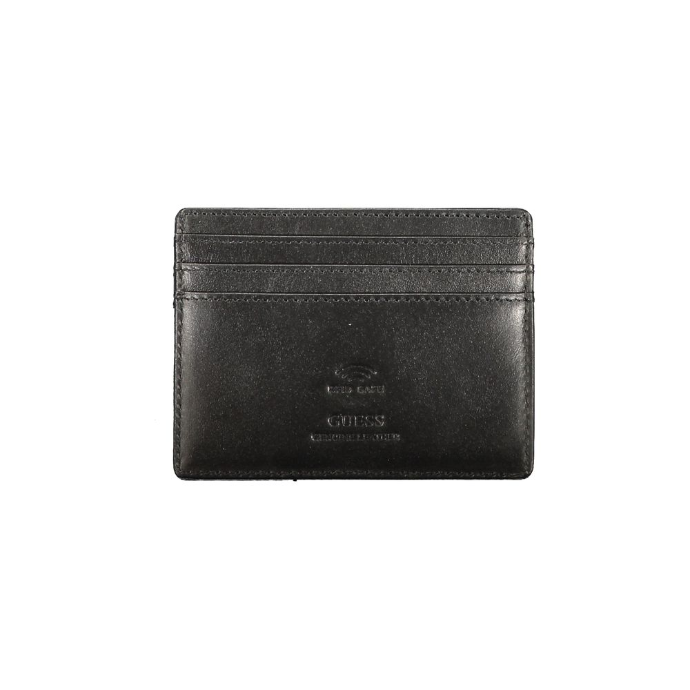 Portefeuille en cuir noir pour homme Guess Jeans