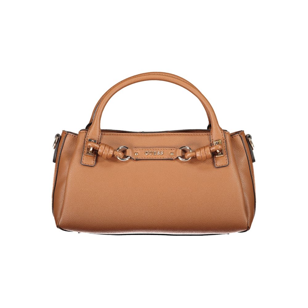 Sac femme en polyuréthane marron Guess Jeans avec bandoulière réglable